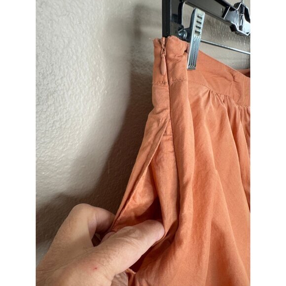 Love‎ 21  Women's Coral Peach Skirt Size M midi skirt cotton pleated zipper - Picture 4 of 7
